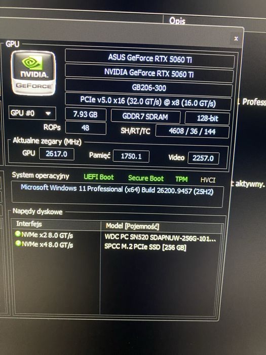 Karta graficzna Nvidia GeForce RTX 5060 ti 8gb Asus prime  3 lata gwarancji