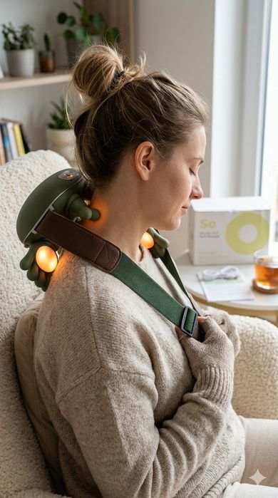 Nowy bezprzewodowy masażer karku i szyi Shiatsu | Ogrzewanie