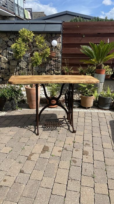 Stolik singer stół vintage loft industrial boho po renowacji odnowiony