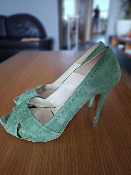 Szpilki zamsz zielone r.39