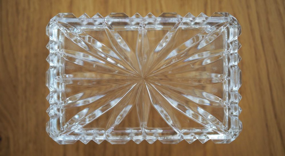 Kryształowa popielniczka, pojemnik, papierośnica PRL