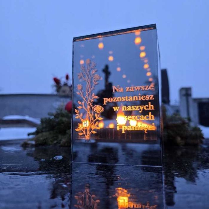 ZNICZ LED LAMPION na GRÓB cmentarz efekt nieskończonego ognia