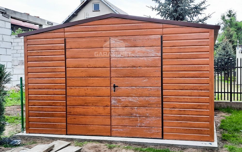DOMEK OGRODOWY GARAŻ 4M X 4M Brama 2X Okno Drewnopodobny 4X4 GB260