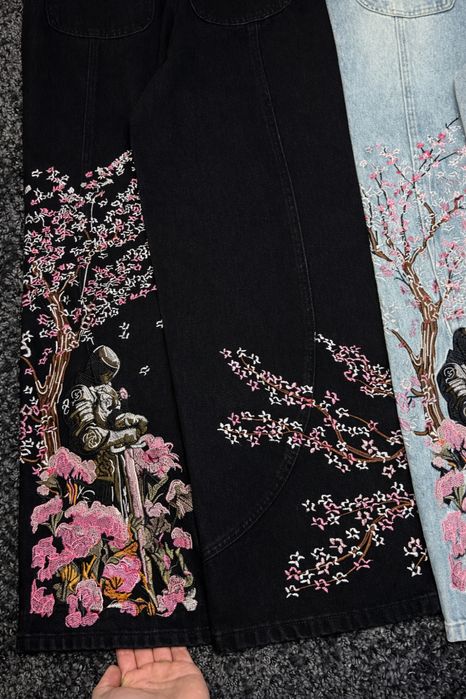 Джинси Vescartes / Сакура jeans Sacura baggy / Широкі джинси з лицарем