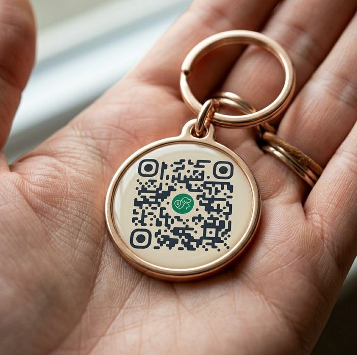 Адресник медальйон для собаки з QR кодом / Розумний жетон для тварин PetID