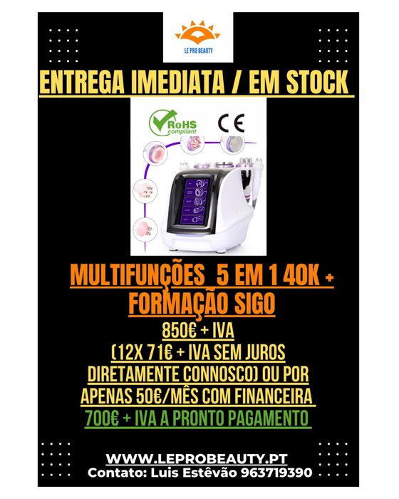 Multifunções 5 em 1: Radiofrequência + Vácuo + Cavitação + Curso dgert