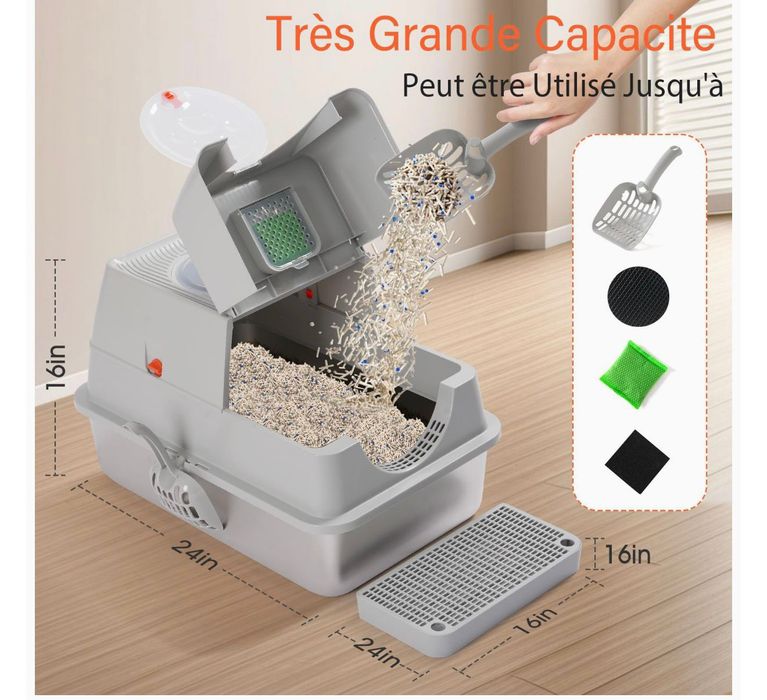 Caixa de Areia para Gatos em Aço Inoxidável - Como Nova