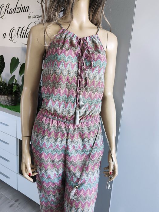 Letnie kombinezon damski na ramiączkach z szerokimi nogawkami 36