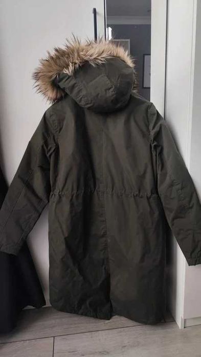 Ciepła zimowa parka 38 khaki miś futerko futro ocieplana