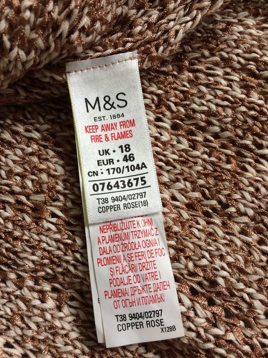 M&S top beżowy brązowy melanż dzianinowy długi oversize boho 3XL 46