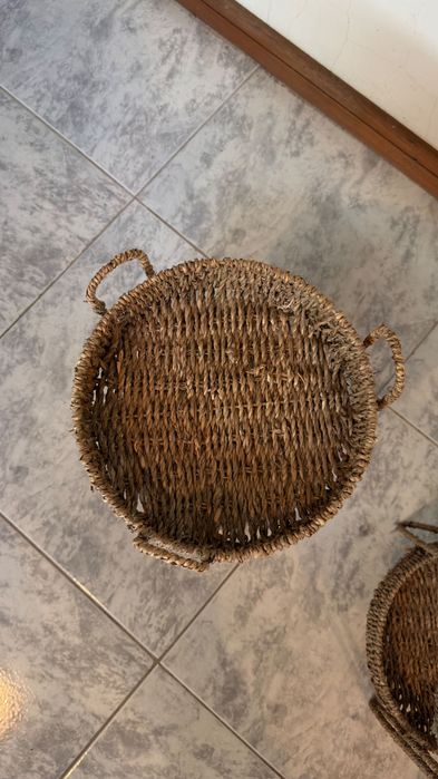 Conjunto de 2 Mesinhas de Cabeceira em Fibra Natural