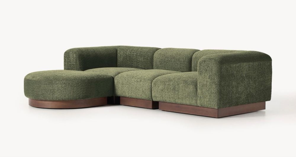 Sofa modułowa Teddy Boucle Natalie z pufem lewa/prawa Westwing