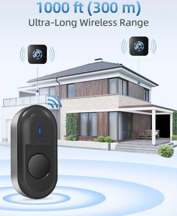 Campainha sem fios com sensor de porta, campainha de boas-vindas