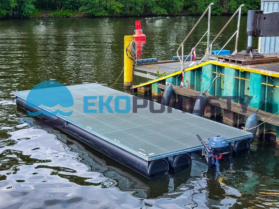 Pomost pływający, platforma pływająca, ponton 6x2,4m, krata stalowa
