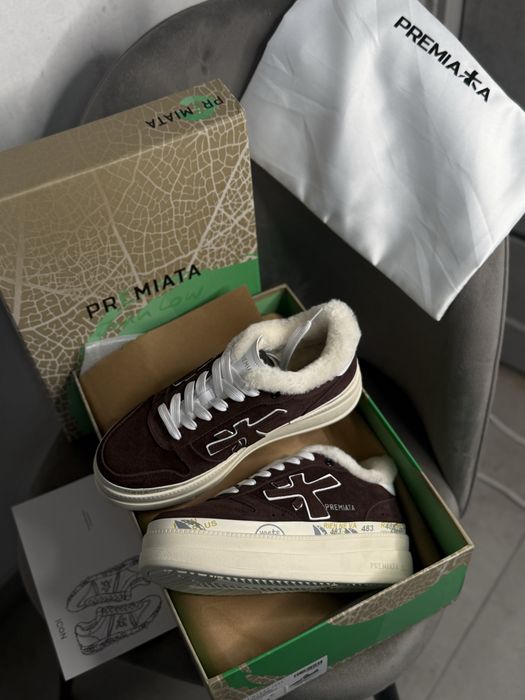 Кеди кросівки преміата жіночі premiata з хутром зимові кеди