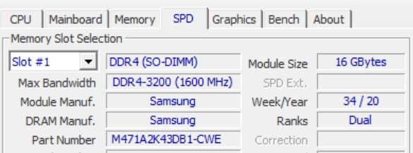 Memória portátil Samsung SO-DIMM DDR4 3200MHz 16GB