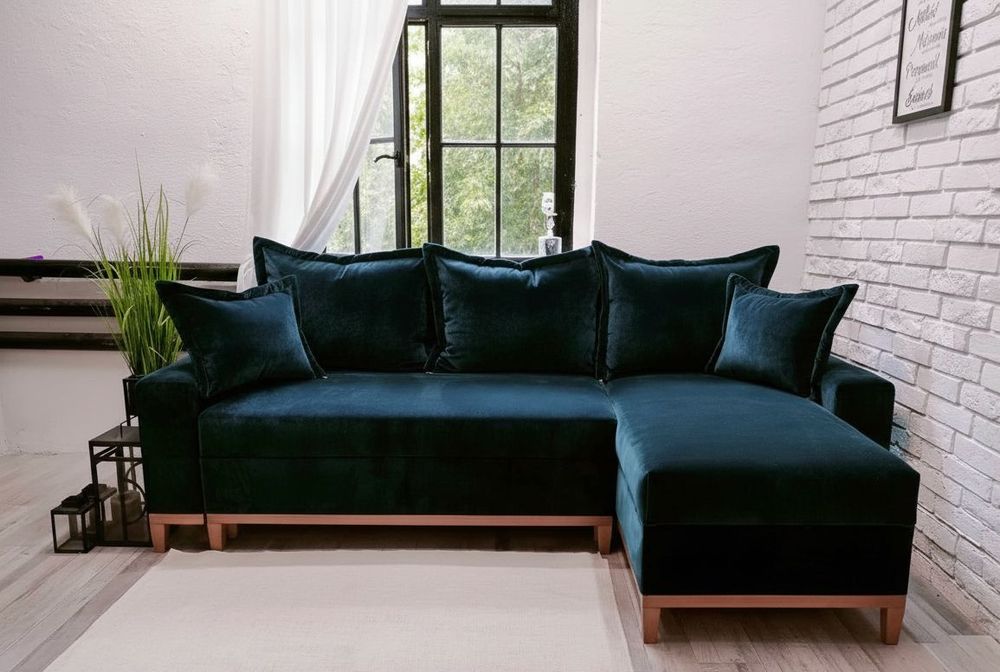 Narożnik Tokio sprężyny welur drewno