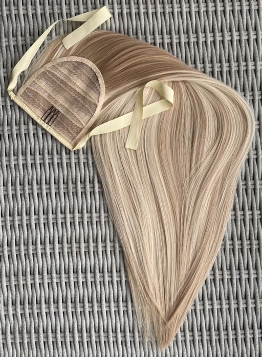 Premium Ultra Włosy doczepiane, blond, pasemka, refle, kucyk, 565.