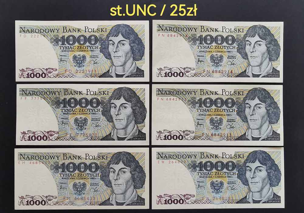 1000 zł 1982r st.1 / UNC różne serie