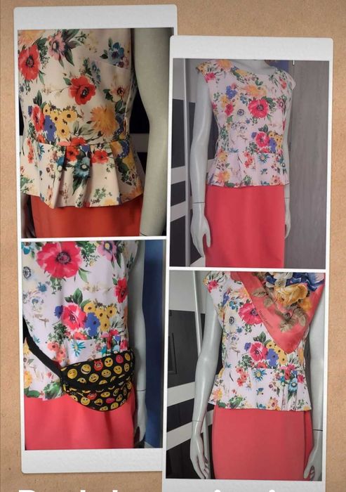 Cudna Sukienka z Forti kwiecista z baskinką gratis chusta !