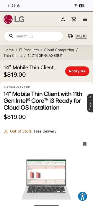 LG Gram Thin Client 14" IPS FHD i3-115G4 8/256GB
