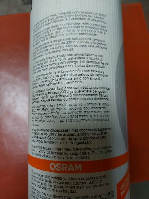 Lampada Mercurio Osram 400w.