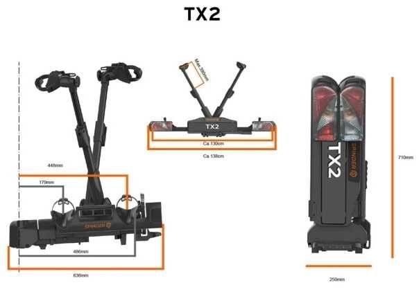Bagażnik Platforma rowerowa hak SPINDER TX2 LED składana duży rozstaw