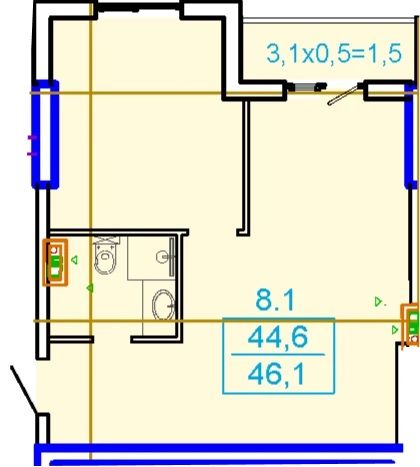 1-кімнатна квартира за адресою Куликове поле пл. (площа 46,1 м²) - Atlanta.ua - фото 7