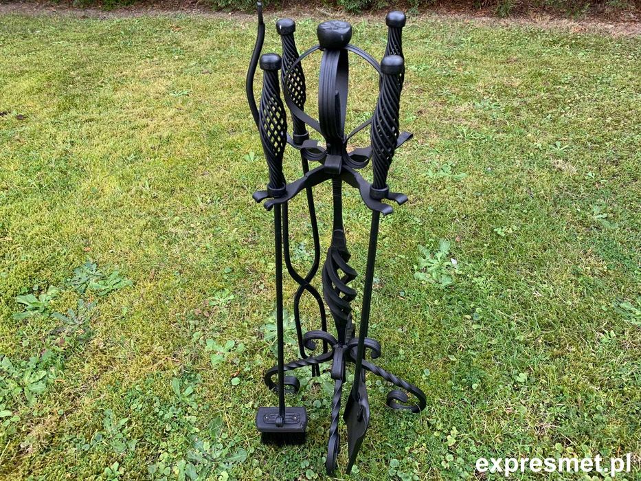 RĘCZNIE KUTY ZESTAW KOMINKOWY 5 elementów  do kominka grila pieca Kowa