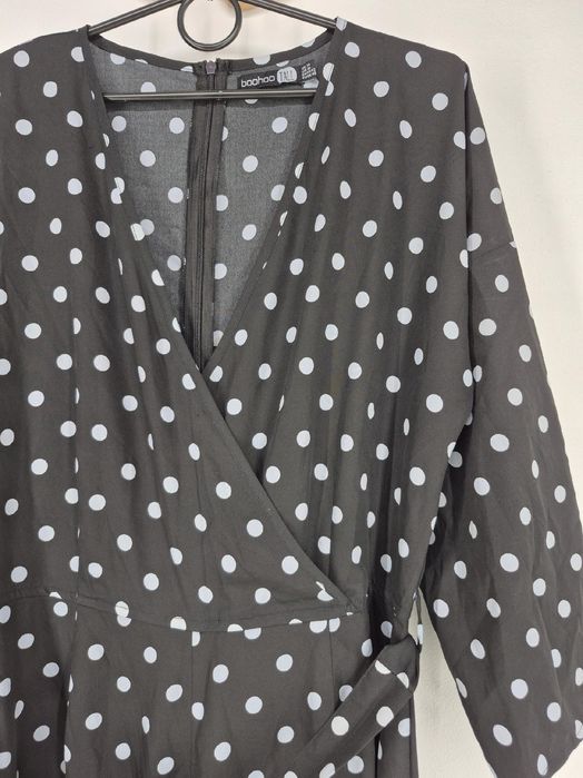 Kombinezon w grochy Boohoo tall 42 XL 14 długi szeroka nogawka