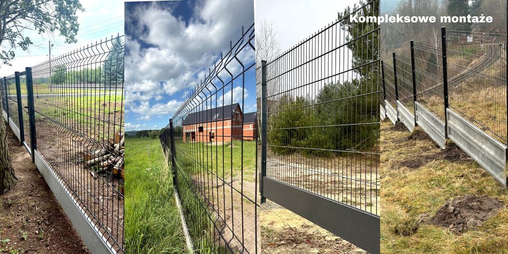 Ogrodzenie Panelowe 3D Komplet : Panel Podmurówka Słupek Przeslo Transport