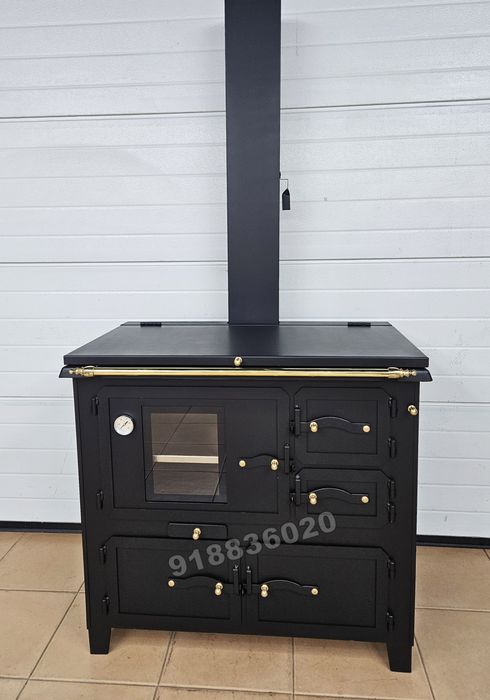 Fogão Lenha NOVOS - Forno INOX Porta Vidro - Estilo Rústico - Fabricado em Portugal