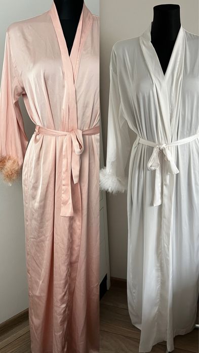 2 szlafroki maxi z puszkiem na przygotowania slubne Envy co.