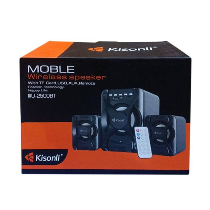 Потужна акустика 2.1 Kisonli з Bluetooth, пультом, підсвіткою — НОВА