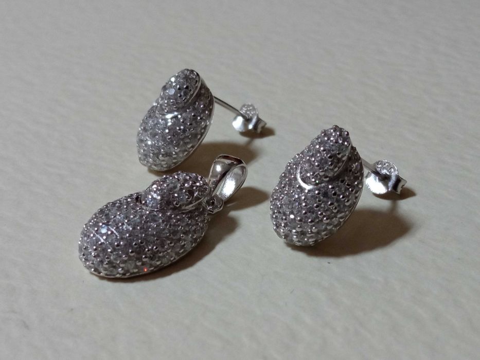 Elegancki komplet biżuterii Kolczyki zawieszka z cyrkoniami S925 8 g