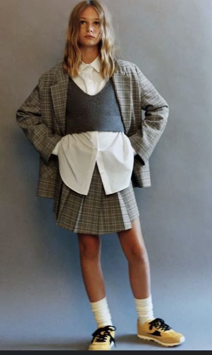 Спідниця. Піджак, костюм zara на дівчинку в клітинку