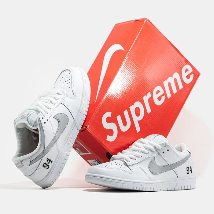 Кросівки Кроссовки Nike SB Dunk Low x Supreme White Белый Білий Кросовки повсякденні