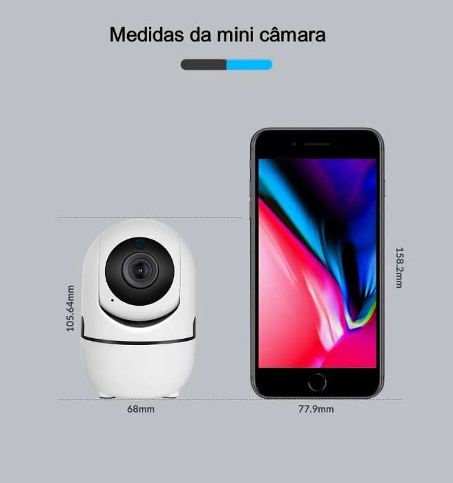 Câmara rotativa/FullHD/WiFi/visão noturna/APP Tuya e Smartlife