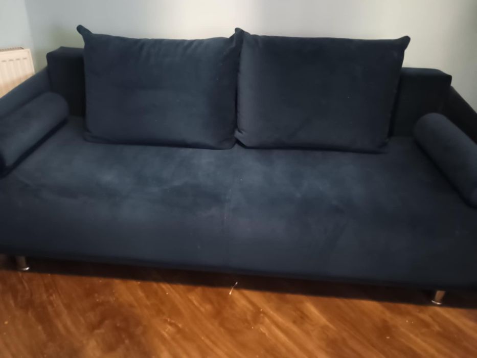 Piekna Kanapa jak NOWA ciemny niebieski