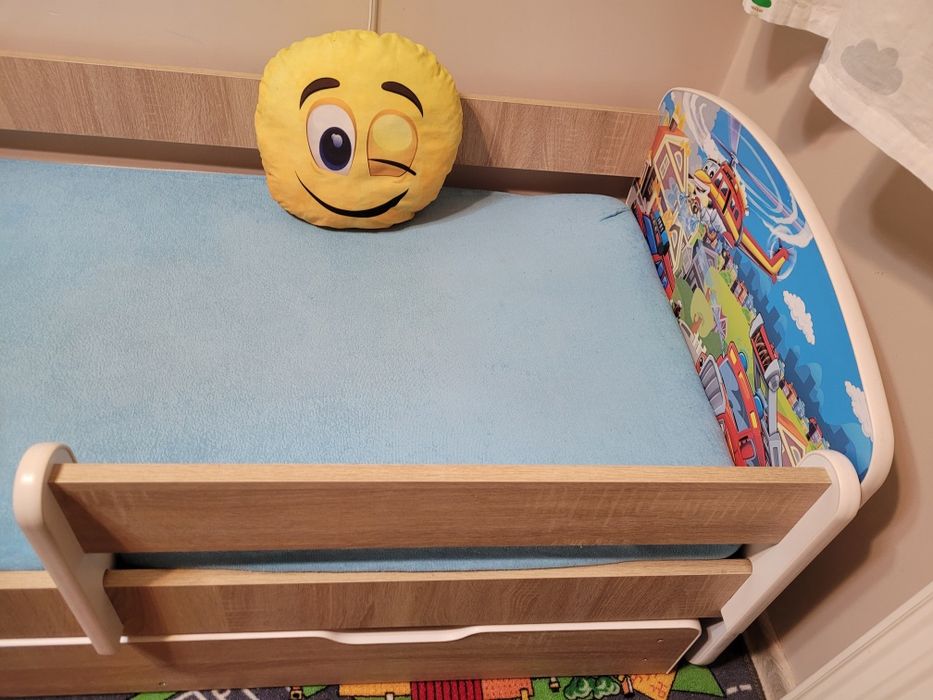 Łóżko dziecięce 140x70 szuflada materac dąb sonoma.