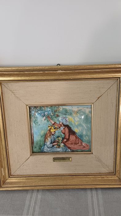 3 quadros réplica em porcelana esmaltada de uma obra de Renoir