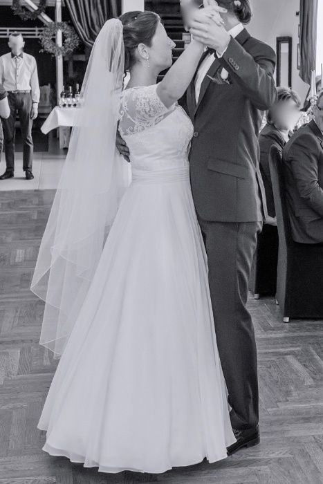 Suknia ślubna biała muślinowa koronka 40/42 Zanette Beatrice