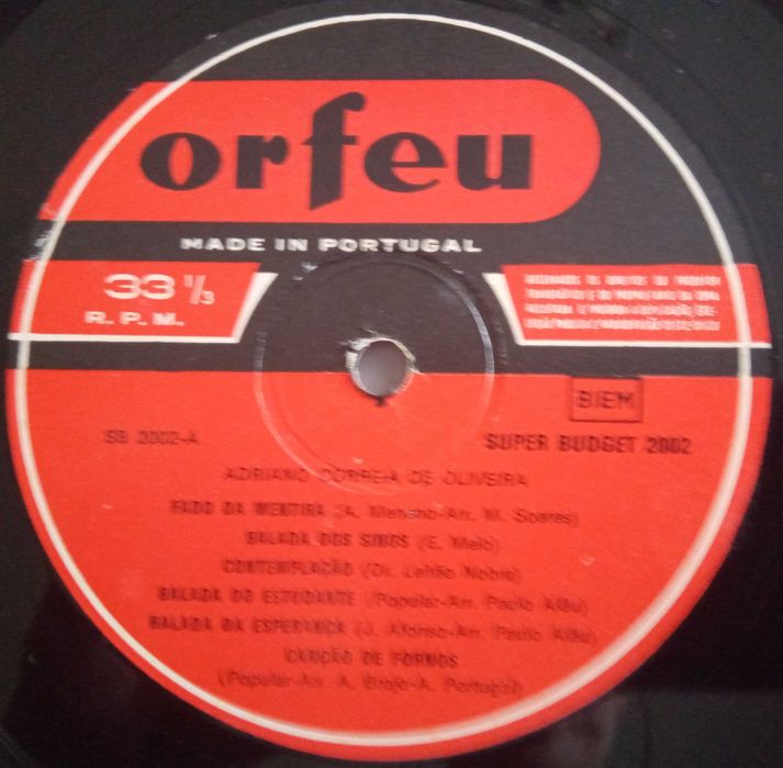 Adriano Correia de Oliveira - - - - - Fados de Coimbra - - - - - LP