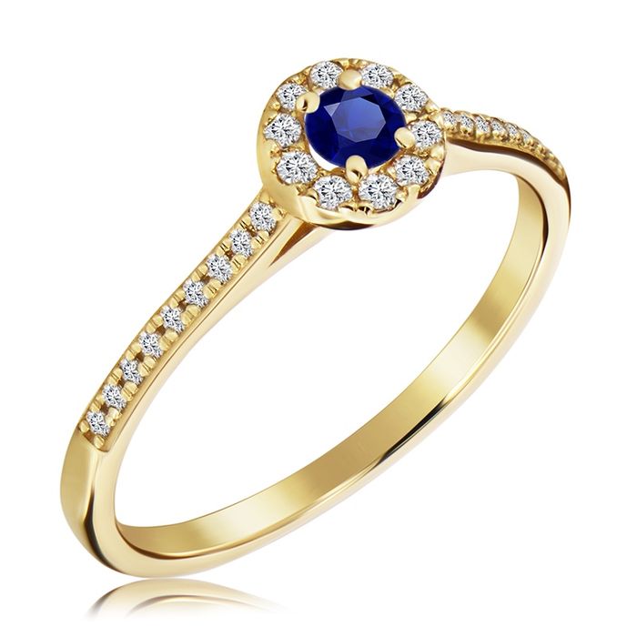 Złoty Pierścionek z Szafirem i Brylantami Nataliebizu