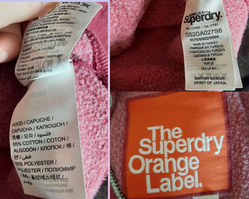 Жіноча толстовка рожева преміум-бренд Superdry L