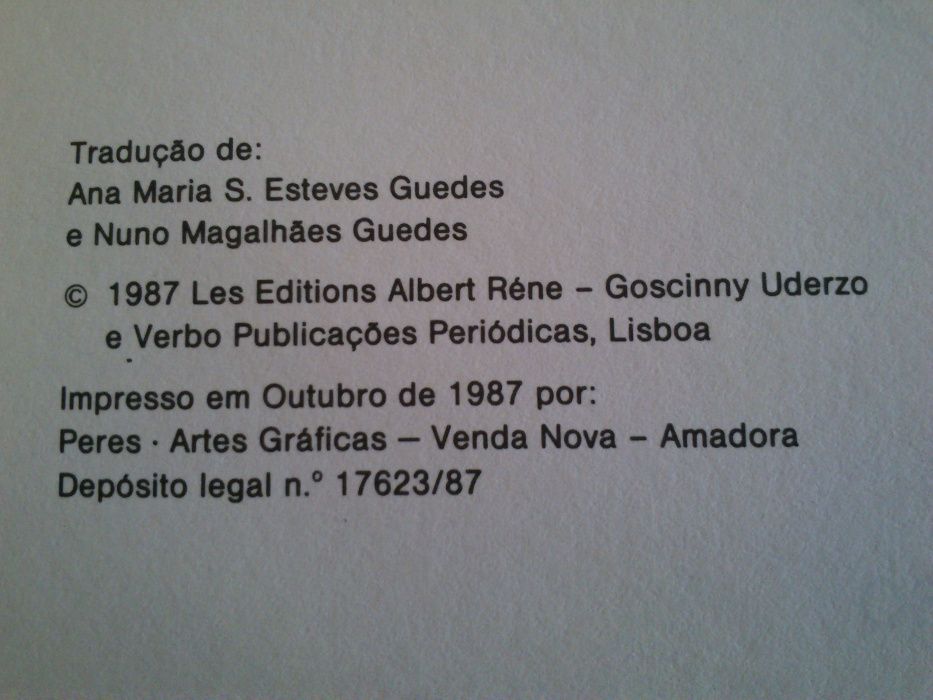 As 1001 Horas de Astérix, Difusão Verbo, 1ª edição Outubro 1987