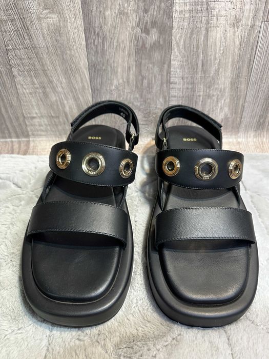 Buty damskie czarne skórzane sandały Boss Scarlet Sandal 40