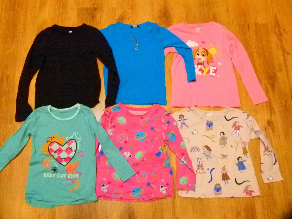 rozm 116 zestaw 6x bluzka długi rękaw różne kolory
