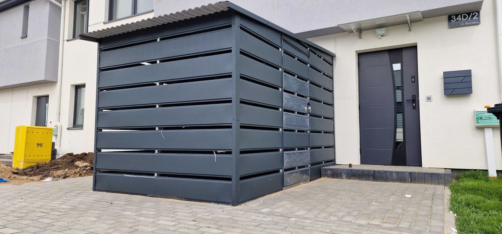 Wiata śmietnikowa, altana, BOX, wiata rowerowa - WZORY, KOLORY