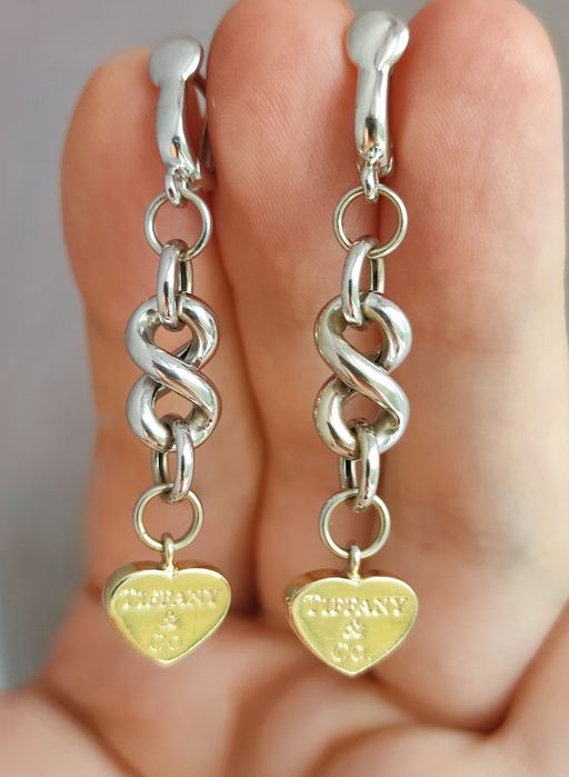 Элитные Золотые Серьги Tiffany Наше Белое и Жёлтое Золото 585-й пробы - ЛЮКС !